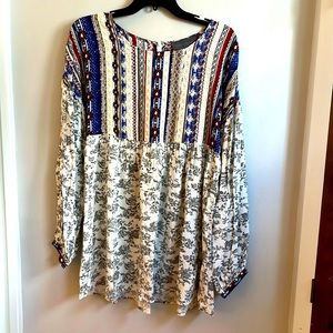 Anthropologie Sunday In Brooklyn rayon/linen blend babydoll top size Large